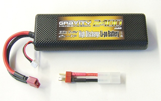 グラビティLipo7.4 V 2400R ハードケース 30C（タミヤ型－2P変換付）